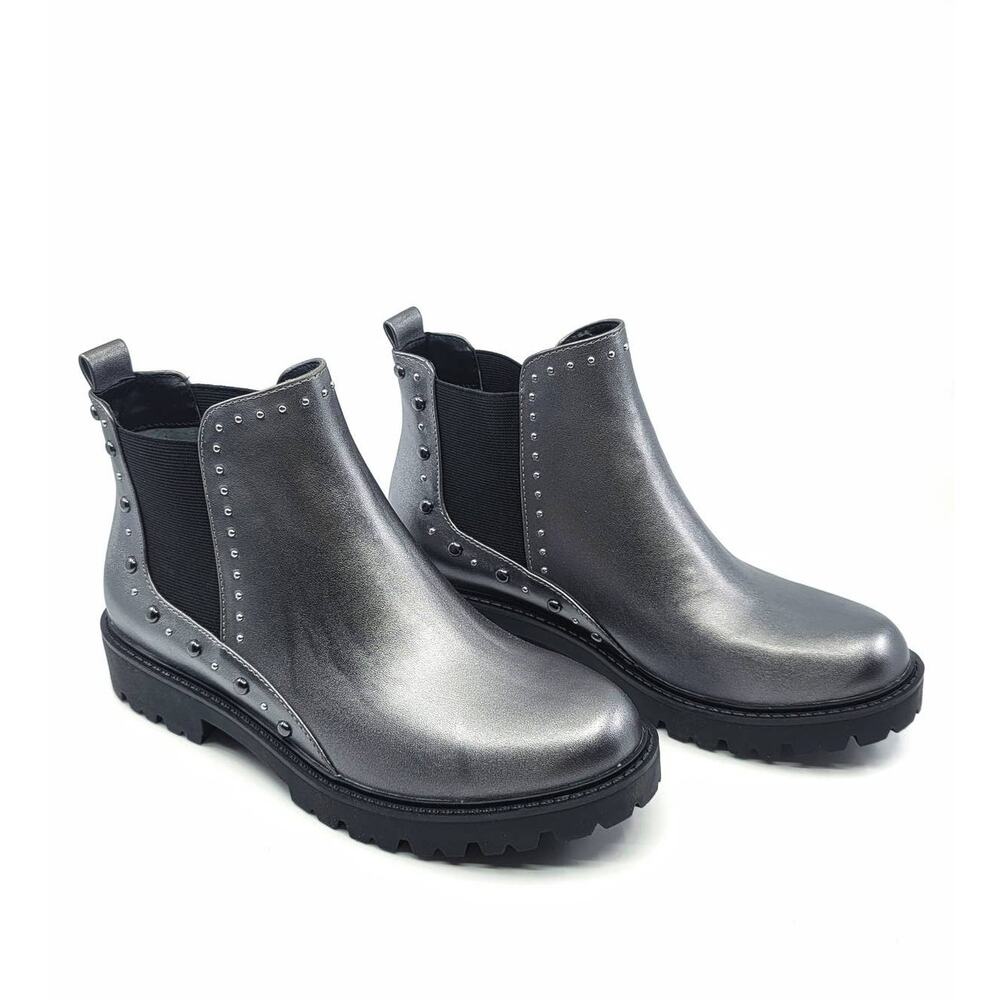 NEW CHARLES DAVID RADAR CHELSEA METALLIC STUDDED BOOTS - 7
